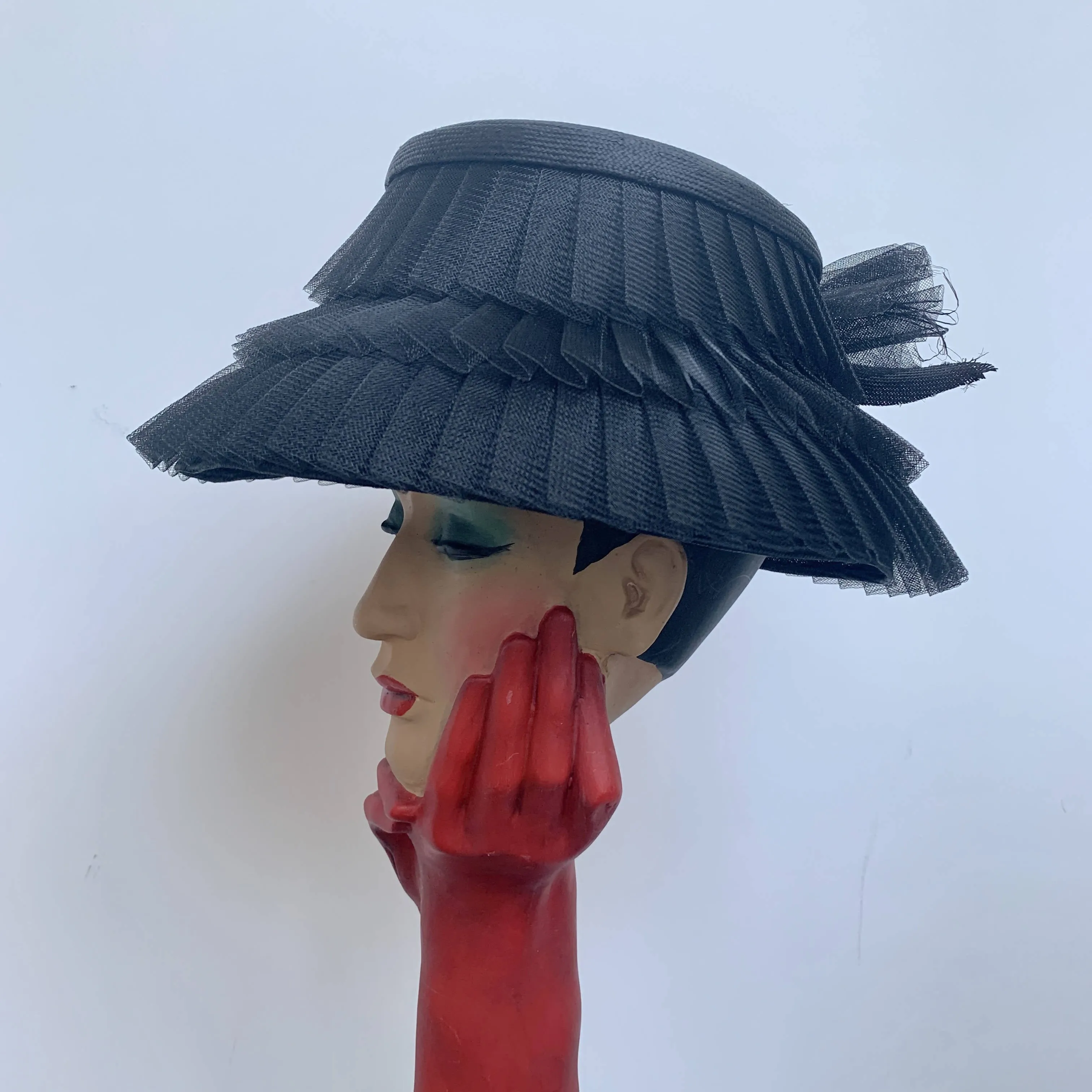 Stephen Jones Miss Jones elegant black layered Lightweight Cloche Party Hat