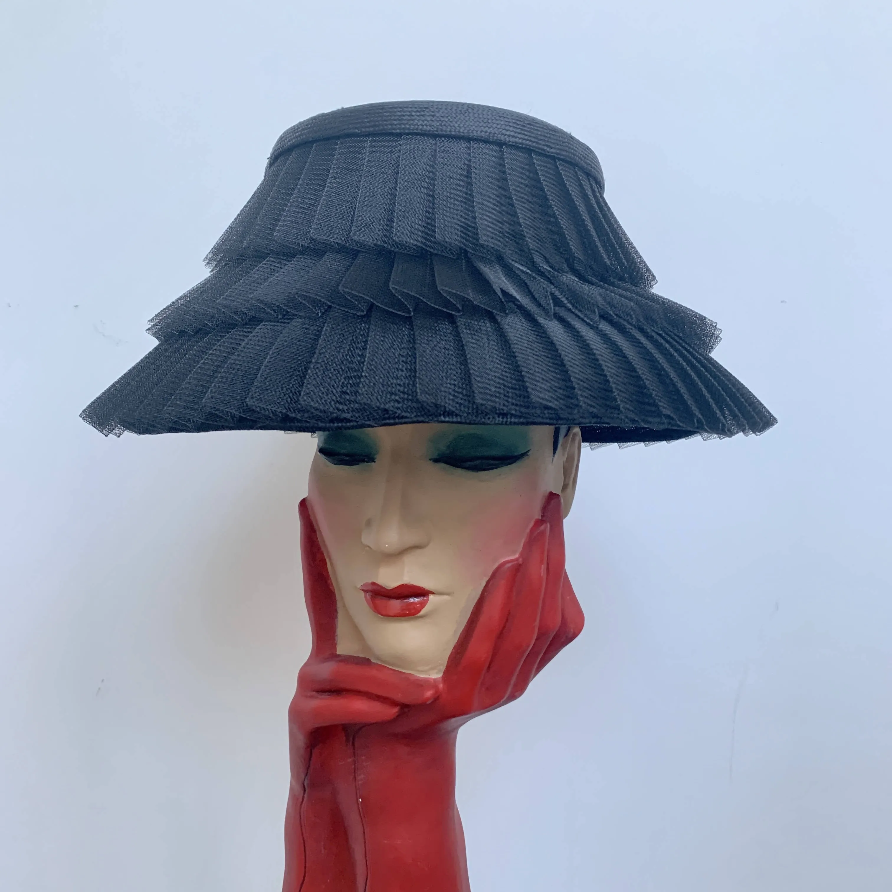 Stephen Jones Miss Jones elegant black layered Lightweight Cloche Party Hat