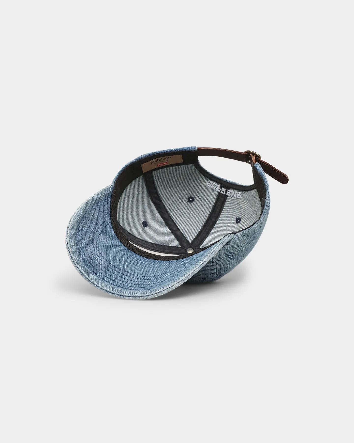 Supreme X Burberry Denim 6-Panel Strapback Blue