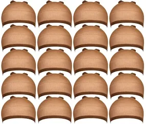 Teenitor 20 Pack Brown Stocking Cap Stretchy Nylon Wig Caps, Skin Tone Stocking Cap Wig Caps Application for Women Men-Brown