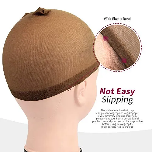 Teenitor 20 Pack Brown Stocking Cap Stretchy Nylon Wig Caps, Skin Tone Stocking Cap Wig Caps Application for Women Men-Brown