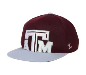 Texas A&M Aggies Snapback Zephyr Youth Peek Cap Hat Burgundy Grey
