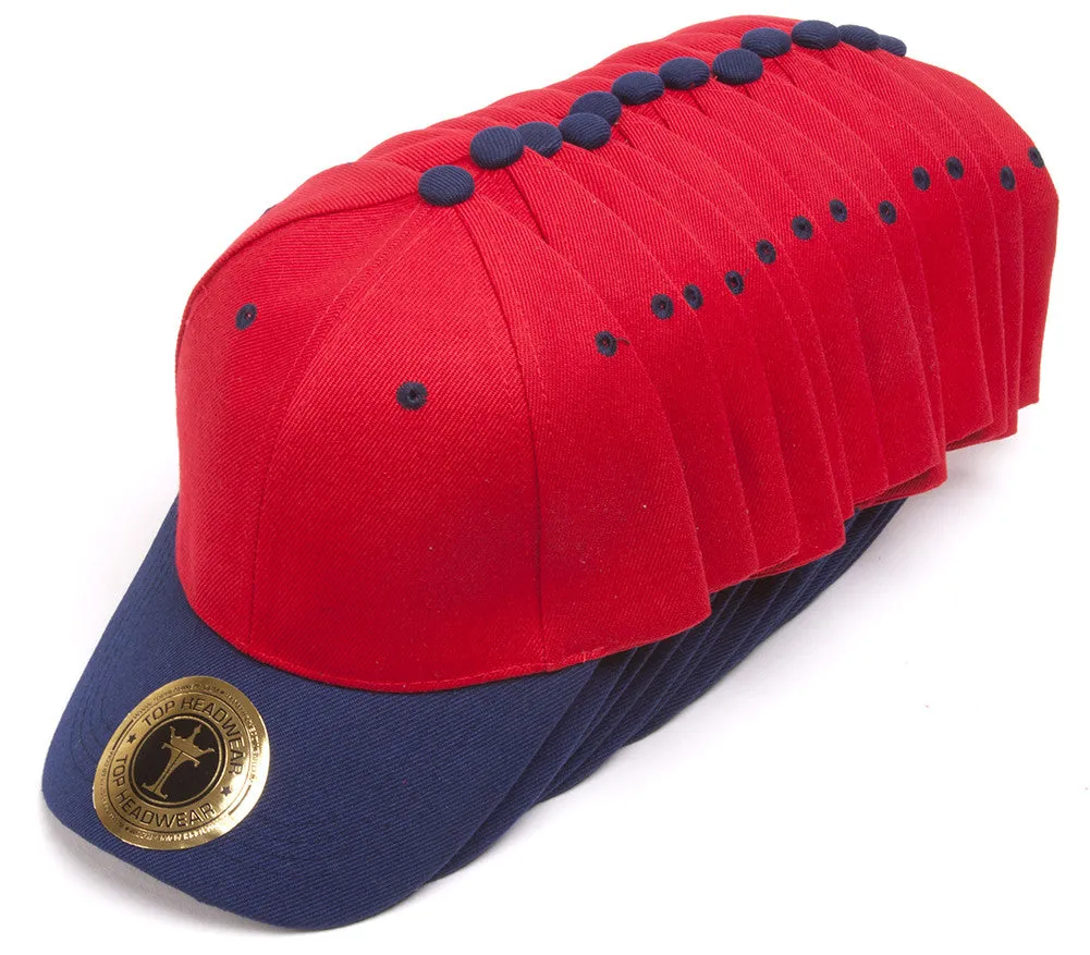 TopHeadwear Blank Adjustable Baseball Cap - 12-Pack