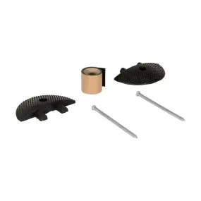 VESTIL® Speed Bump End Caps - Molded Rubber- Black With Yellow Stripes - Asphalt Hardware