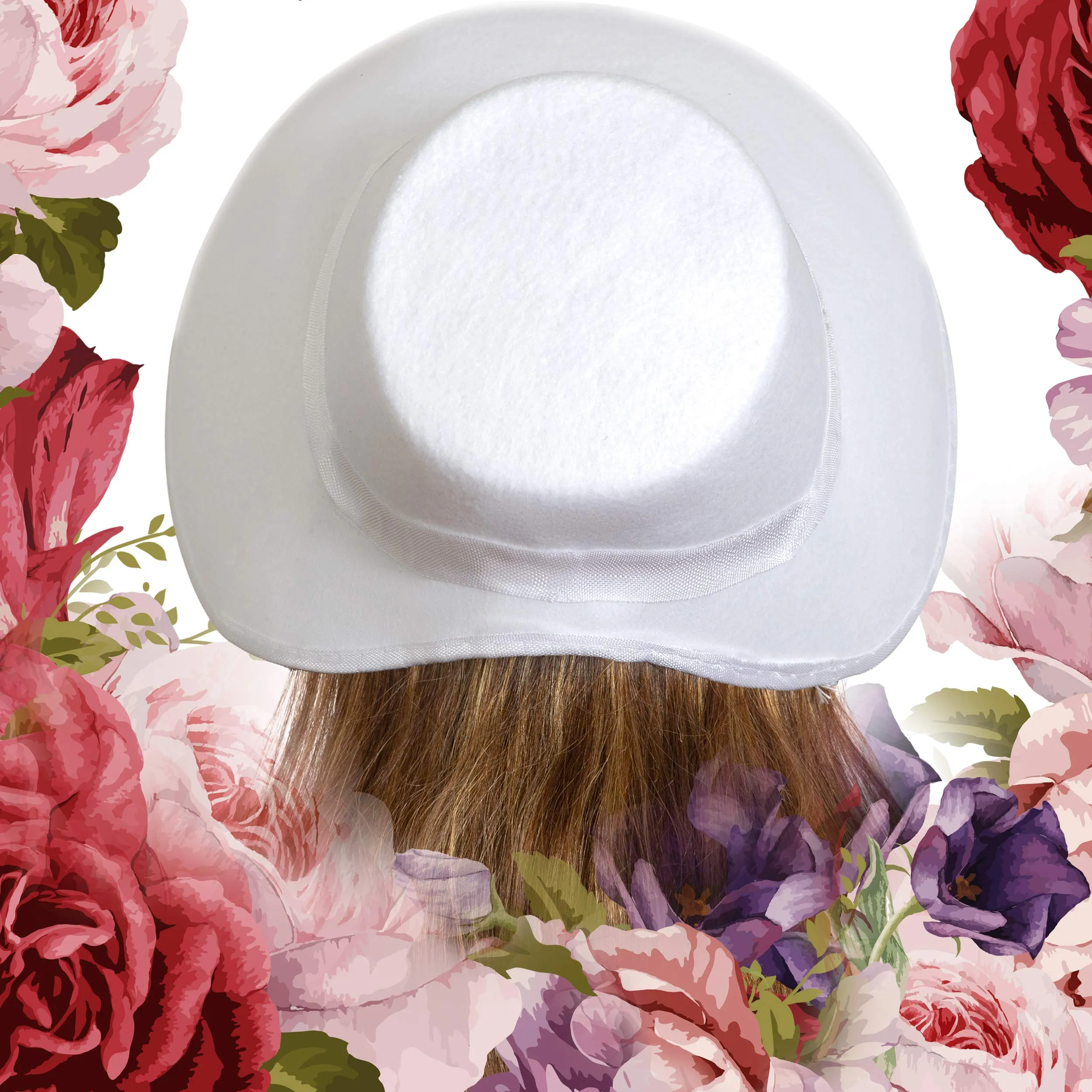 Vintage Old Fashioned Bonnet - White Colonial Pioneer Prairie Felt Sun Hat Costume Bonnets for Women and Children