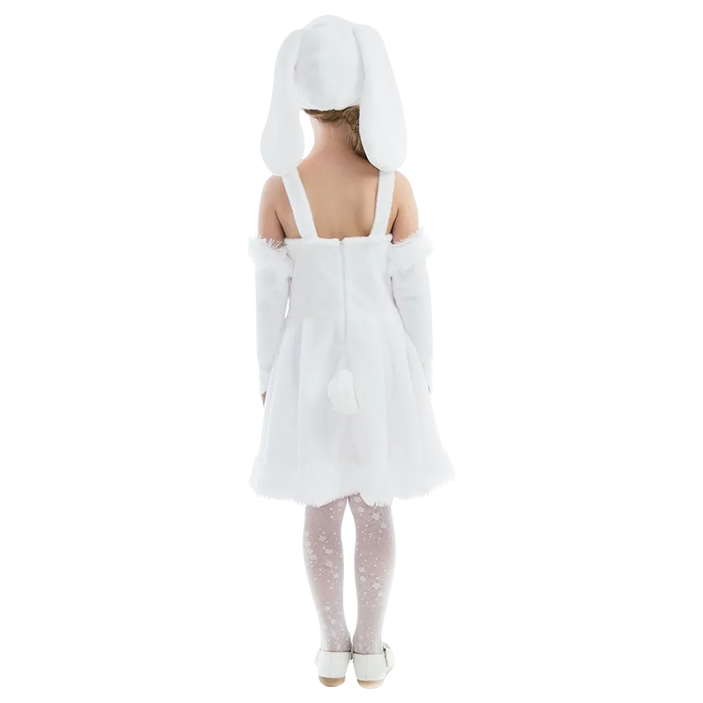 White Bunny Hoppy Girls Plush Animal Costume Dress-Up Play Kids - X-Small