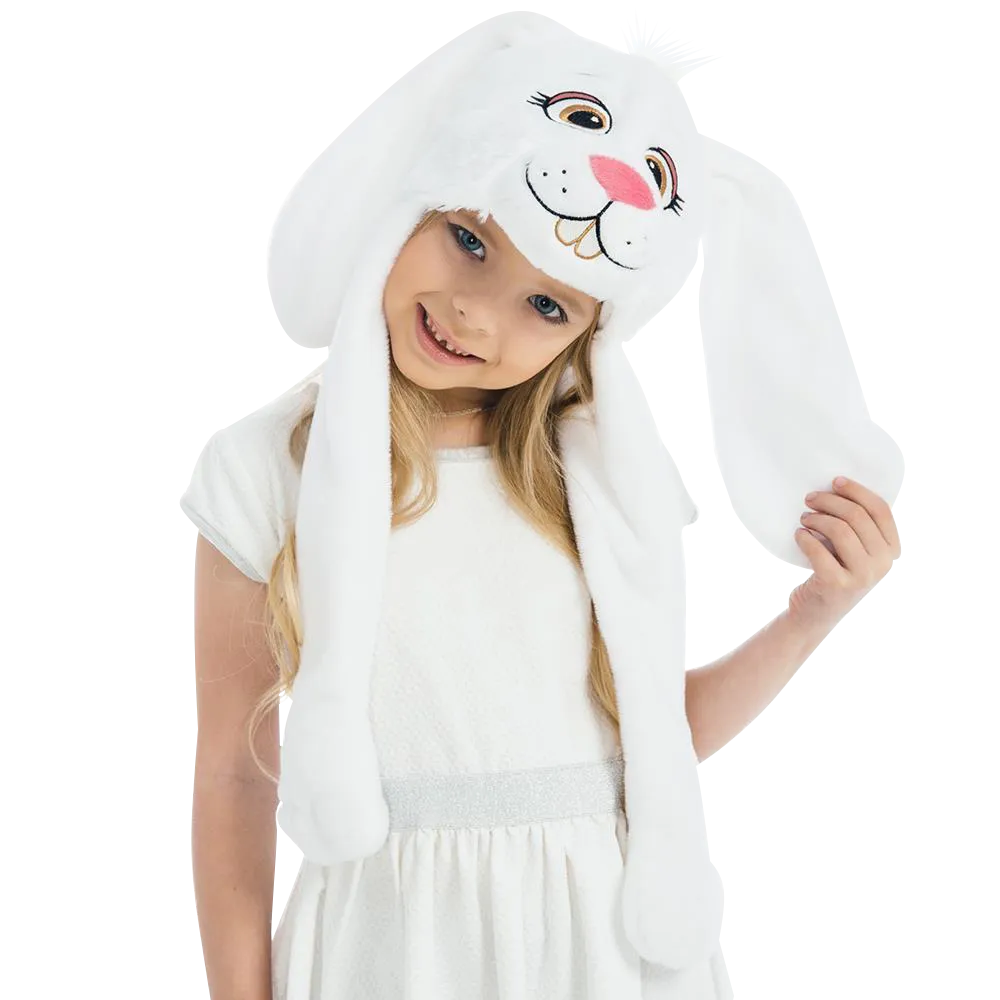 White Bunny Plush Headpiece Kids Dress-Up Play Accessory Hat Animal
