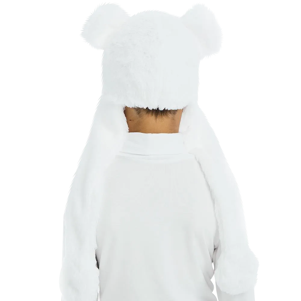 White Polar Bear Plush Headpiece Kids Costume Dress-Up Play Accessory Hat Animal