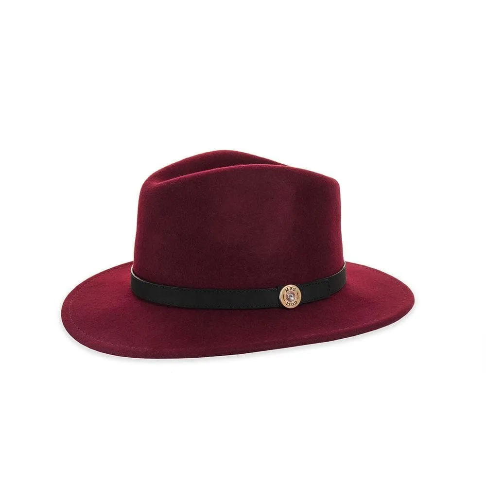 Wine Fedora with Peacock and Hen Pheasant Pin